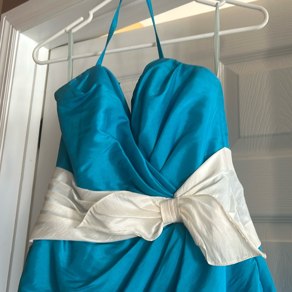 Teal Bridesmaid dress - optional halter strap - size 8